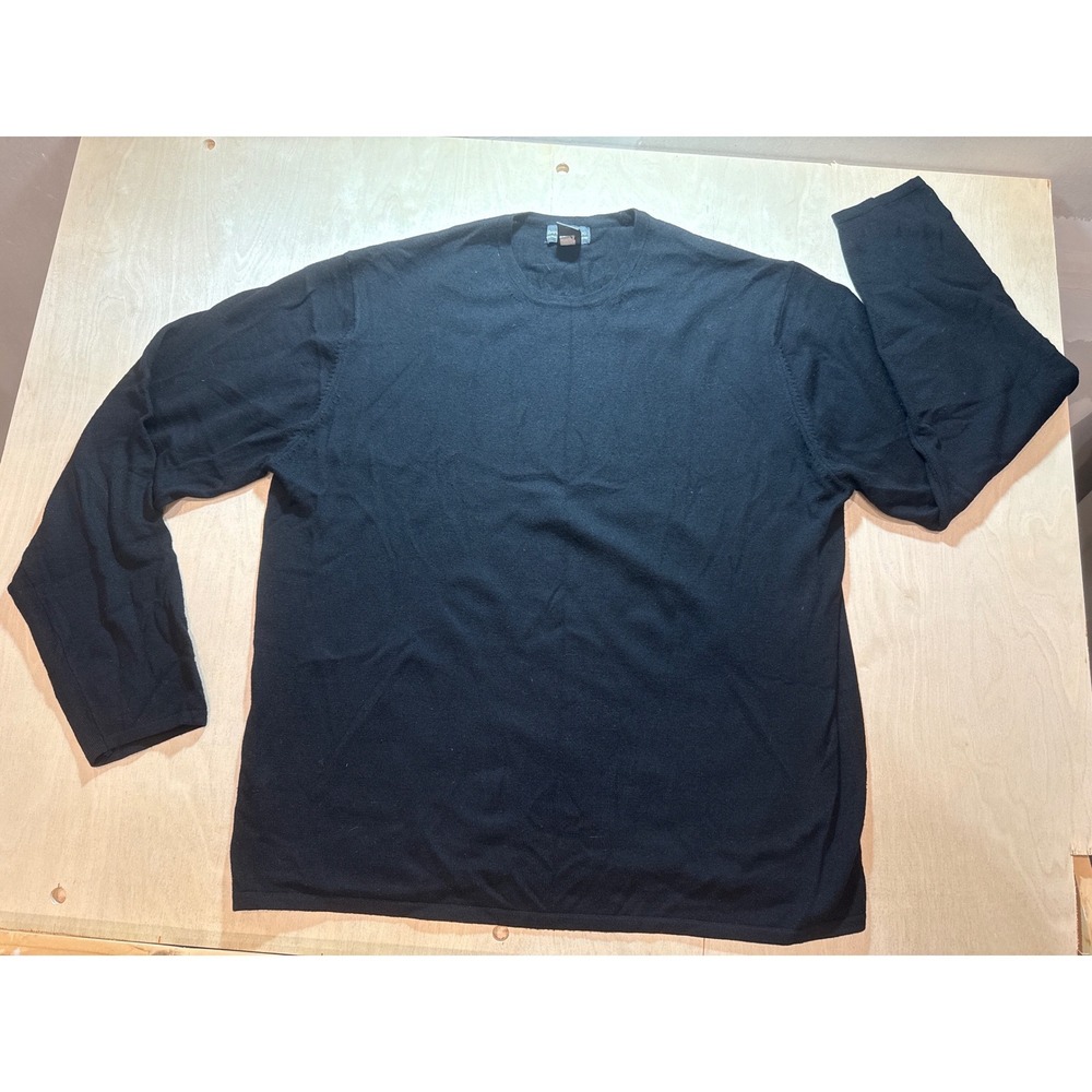 Banana Republic Italian Merino Wool Crewneck Sweater XL Black Mens Knit Pullover